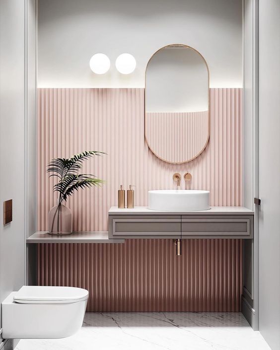trendi fürdő arezzo design rózsaszín fürdőszoba